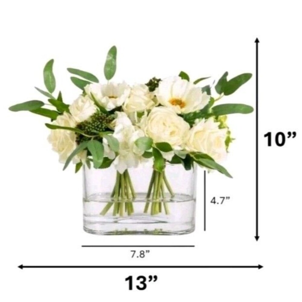 Nearly Natural Faux 10” ydrangea Arrangement,Artificial Flowers